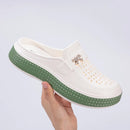 Smile Women Slippers New Flat Closed-toe Slippers EVA Round Head Clogs Beach Slippers Thick Soles Casual Slides Fitted Women Men