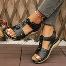 Summer Sandals Women 2025 New Flower Wedge Platform Orthopedic Shoes Retro Casual Comfort Peeping Toes