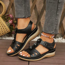 Summer Sandals Women 2025 New Flower Wedge Platform Orthopedic Shoes Retro Casual Comfort Peeping Toes