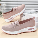 Women's Breathable Knitted Mesh Slip-On Sneaker Woman Lace Up Orthopedic Low Top Soft Loafer Shoes Big Size 43 Platform Trainers