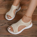 Women's Shoes 2025 Summer Comfortable Casual Sports Sandals Women's Beach Wedge Sandals Women's Mesh Knitted Roman Sandals
