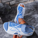 2024 Summer New Women Sandals Round Toe Platform Sole Mesh Single Women Shoes Casual Fashion Blue Butterfly Plus Size Sandals
