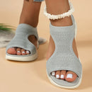 Women's Shoes 2025 Summer Comfortable Casual Sports Sandals Women's Beach Wedge Sandals Women's Mesh Knitted Roman Sandals