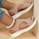 Women's Shoes 2025 Summer Comfortable Casual Sports Sandals Women's Beach Wedge Sandals Women's Mesh Knitted Roman Sandals