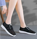 Breathable Mesh Shoes Ladies Summer Hollow Out Sports Casual Shoes Lightweight All-match Running Footwear Lace-up Sneakers Women