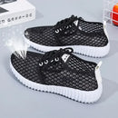 Breathable Mesh Shoes Ladies Summer Hollow Out Sports Casual Shoes Lightweight All-match Running Footwear Lace-up Sneakers Women