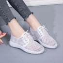 Breathable Mesh Shoes Ladies Summer Hollow Out Sports Casual Shoes Lightweight All-match Running Footwear Lace-up Sneakers Women