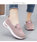 Women's Breathable Knitted Mesh Slip-On Sneaker Woman Lace Up Orthopedic Low Top Soft Loafer Shoes Big Size 43 Platform Trainers