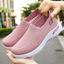 Women's Breathable Knitted Mesh Slip-On Sneaker Woman Lace Up Orthopedic Low Top Soft Loafer Shoes Big Size 43 Platform Trainers