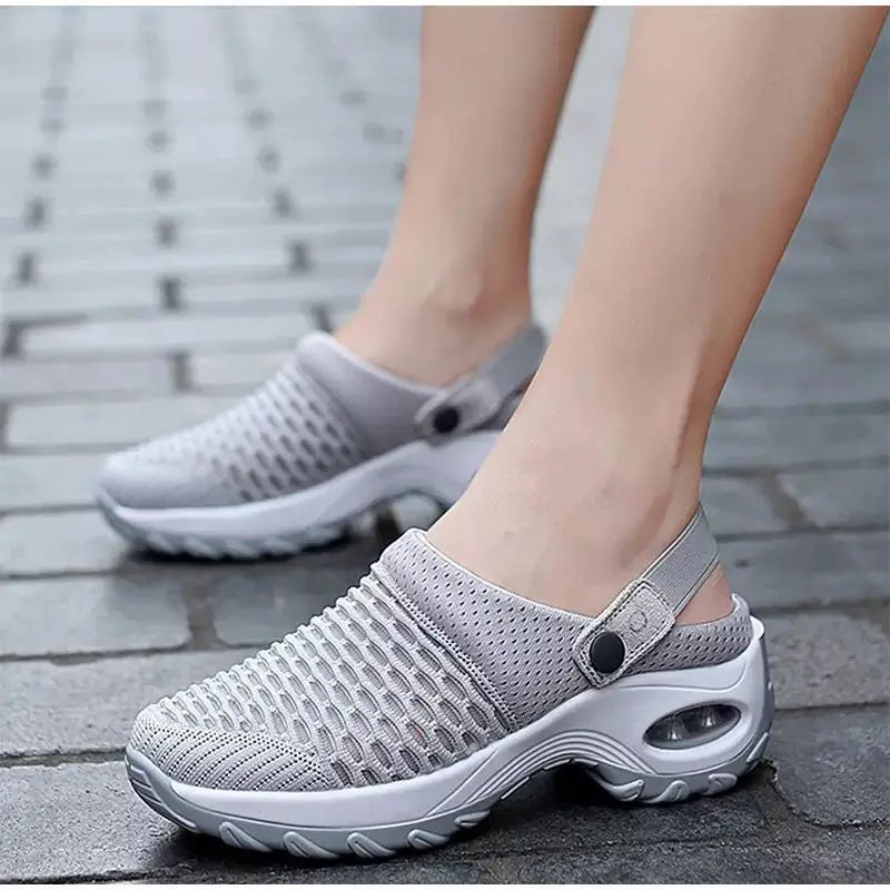Women Walking Shoes Air Cushion Slip-On Orthopedic Diabetic Ladies Platform Mules Mesh Lightweight Slipper Wedge Female Sneaker