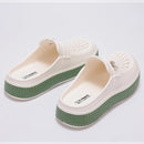 Smile Women Slippers New Flat Closed-toe Slippers EVA Round Head Clogs Beach Slippers Thick Soles Casual Slides Fitted Women Men