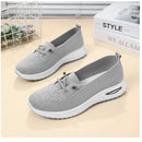 Women's Breathable Knitted Mesh Slip-On Sneaker Woman Lace Up Orthopedic Low Top Soft Loafer Shoes Big Size 43 Platform Trainers