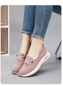 Women's Breathable Knitted Mesh Slip-On Sneaker Woman Lace Up Orthopedic Low Top Soft Loafer Shoes Big Size 43 Platform Trainers