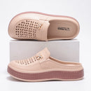 Smile Women Slippers New Flat Closed-toe Slippers EVA Round Head Clogs Beach Slippers Thick Soles Casual Slides Fitted Women Men