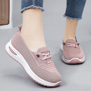 Women's Breathable Knitted Mesh Slip-On Sneaker Woman Lace Up Orthopedic Low Top Soft Loafer Shoes Big Size 43 Platform Trainers