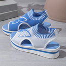 2024 Summer New Women Sandals Round Toe Platform Sole Mesh Single Women Shoes Casual Fashion Blue Butterfly Plus Size Sandals