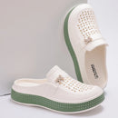 Smile Women Slippers New Flat Closed-toe Slippers EVA Round Head Clogs Beach Slippers Thick Soles Casual Slides Fitted Women Men