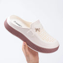 Smile Women Slippers New Flat Closed-toe Slippers EVA Round Head Clogs Beach Slippers Thick Soles Casual Slides Fitted Women Men