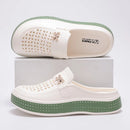 Smile Women Slippers New Flat Closed-toe Slippers EVA Round Head Clogs Beach Slippers Thick Soles Casual Slides Fitted Women Men