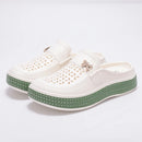 Smile Women Slippers New Flat Closed-toe Slippers EVA Round Head Clogs Beach Slippers Thick Soles Casual Slides Fitted Women Men