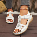 Summer Sandals Women 2025 New Flower Wedge Platform Orthopedic Shoes Retro Casual Comfort Peeping Toes