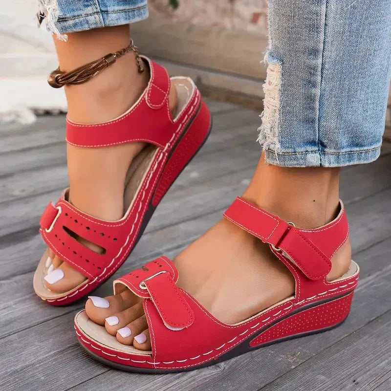 Women Sandals Summer 2025 New Soft Sexy Wedge Buckle Orthopedic Shoes Female New Open Toe Fashion Sandals Sandalias De Mujer