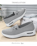 Women's Breathable Knitted Mesh Slip-On Sneaker Woman Lace Up Orthopedic Low Top Soft Loafer Shoes Big Size 43 Platform Trainers