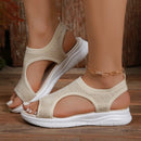 Women's Shoes 2025 Summer Comfortable Casual Sports Sandals Women's Beach Wedge Sandals Women's Mesh Knitted Roman Sandals