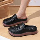 Smile Women Slippers New Flat Closed-toe Slippers EVA Round Head Clogs Beach Slippers Thick Soles Casual Slides Fitted Women Men