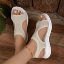 Women's Shoes 2025 Summer Comfortable Casual Sports Sandals Women's Beach Wedge Sandals Women's Mesh Knitted Roman Sandals