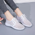 Breathable Mesh Shoes Ladies Summer Hollow Out Sports Casual Shoes Lightweight All-match Running Footwear Lace-up Sneakers Women