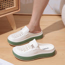 Smile Women Slippers New Flat Closed-toe Slippers EVA Round Head Clogs Beach Slippers Thick Soles Casual Slides Fitted Women Men