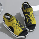 2024 Summer New Women Sandals Round Toe Platform Sole Mesh Single Women Shoes Casual Fashion Blue Butterfly Plus Size Sandals