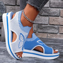 2024 Summer New Women Sandals Round Toe Platform Sole Mesh Single Women Shoes Casual Fashion Blue Butterfly Plus Size Sandals